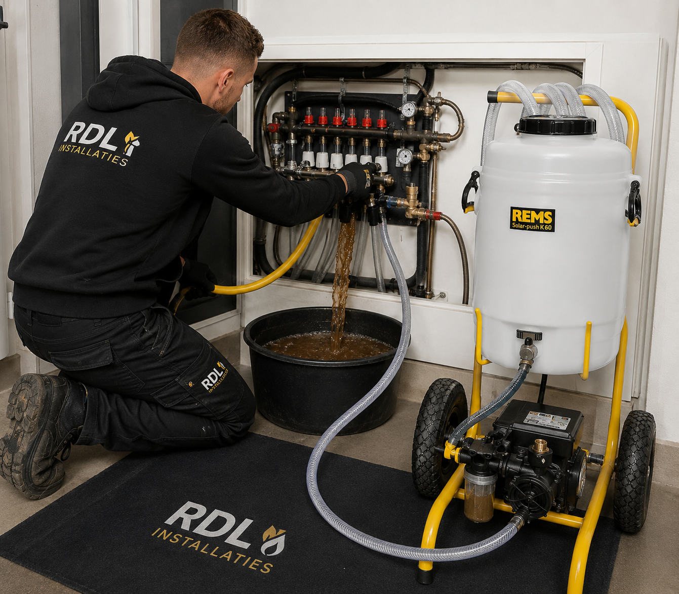 Vloerverwarming reinigen en opnieuw inregelen door RDL